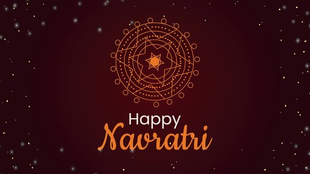 happy navratri celebration lettering animation