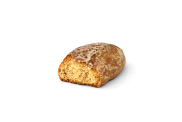 Pile of honey gingerbread cookies isolated on white background.