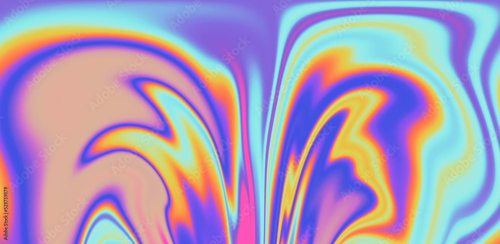 Poster abstract holographic background with fluid colorful stains and leaks. trippy and psychedelic texture