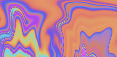 Abstract holographic background with fluid colorful stains and leaks. Trippy and psychedelic texture.