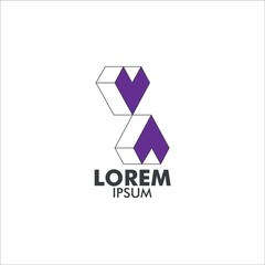company logo with cube shape, isometric
