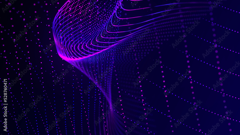 Poster digital technology background. dynamic wave of glowing points. futuristic background for presentatio