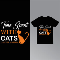 Time spent with cats is never wasted t-shirt design template