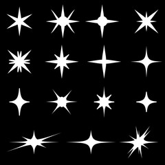 Obraz premium A set of vector star icons and flat-style glare for web design and internet.
