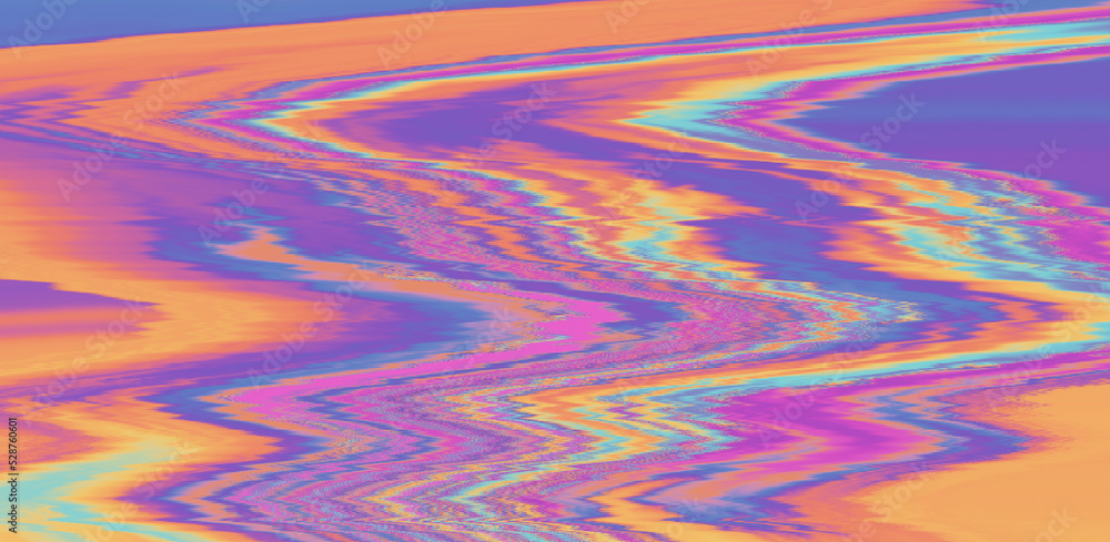 Poster Glitched and distorted background. Analog TV or computer screen.