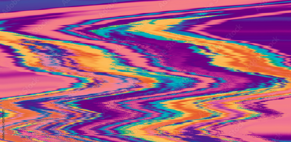 Poster Glitched and distorted background. Analog TV or computer screen.
