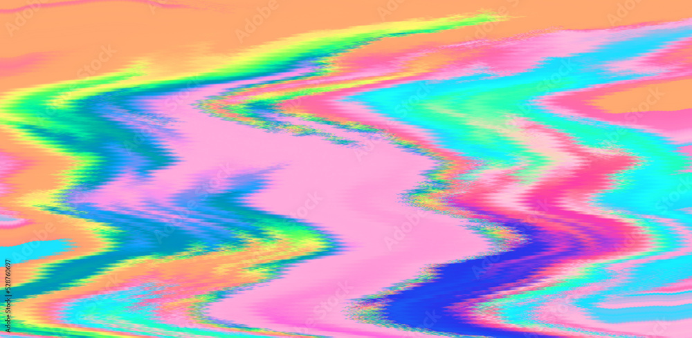 Poster Abstract holographic background with fluid colorful stains and leaks. Trippy and psychedelic texture.