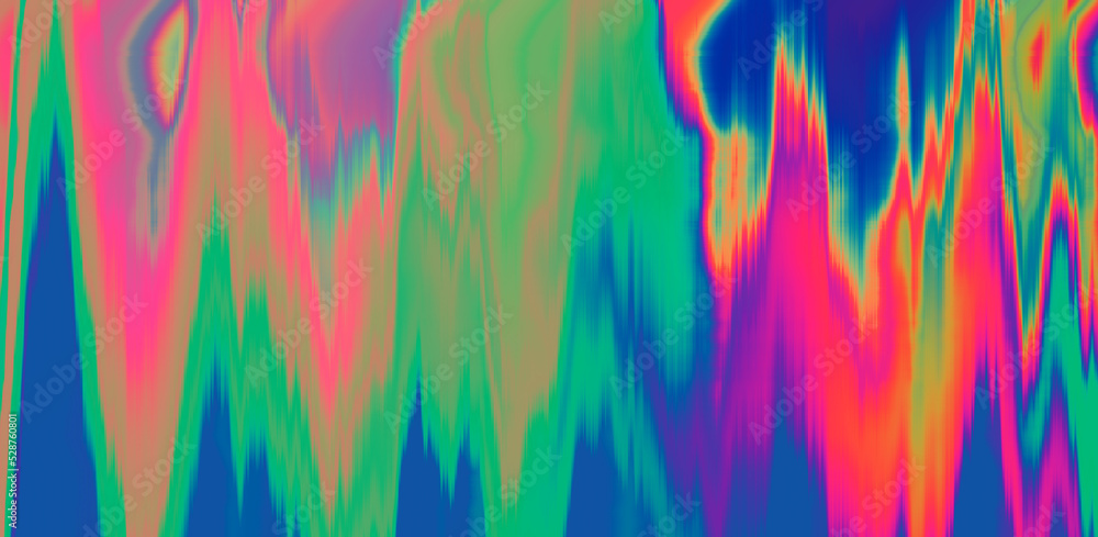 Poster Holographic psychedelic distorted texture of a broken computer screen with datamoshing effect.