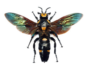 Megascolia procer javanensis (female)
Large Insect, Predator Wasps in White Background