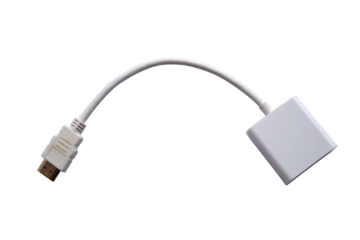 Image of converter vga cable to hdmi cable on white background, suitable for graphic assets