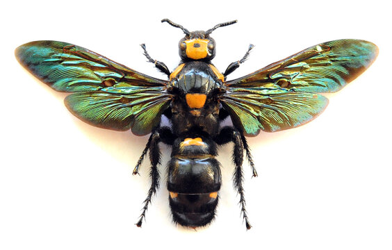 Megascolia procer procer (female)
Large Insect, Predator Wasps in White Background