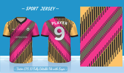 T-shirt sport design template. Abstract pattern v neck Football jersey concept with front and back view for Soccer, Cricket, Volleyball, Rugby, tennis, badminton uniform kit.
