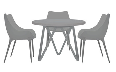 Coffee table and three chairs. vector illustration