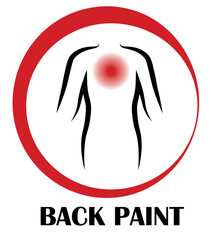 Back pain icon, isolated symptom of disease, Body of human