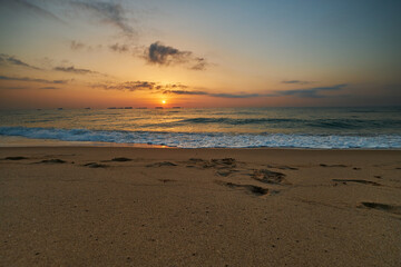 beautiful sunrise on a calm sea
