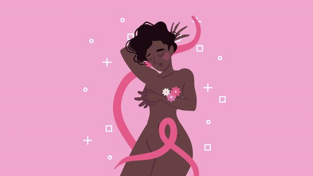 afro woman naked breast cancer campaign