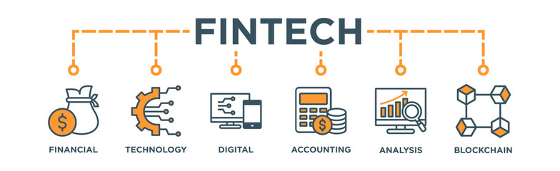 Fintech Banner Web Icon Vector Illustration