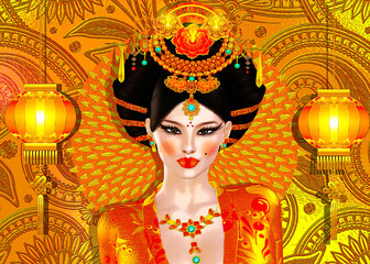 The Four Beauties of China. The most beautiful women of Chinese History and Mythology are brought to life through our exclusive digital art style. They embody Legend, Art, Fashion and Beauty!