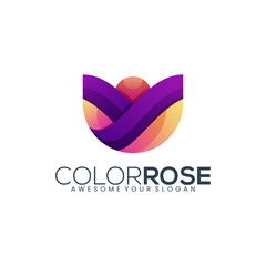 Obraz premium Colorful rose logo flower gradient modern color