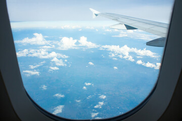 Airplane Window View Blue Sky