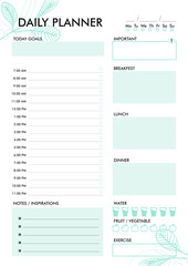 Daily Everyday Routine Planner Printable blue A4
