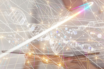 medical on hospital background, medical technology network concept