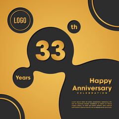 33 Years Anniversary template design. Golden Anniversary, vector illustration.