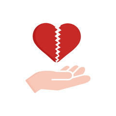 ギザギザにひび割れたハートを持っている人の手 - メンタルヘルス･失恋･心が壊れるイメージの素材
