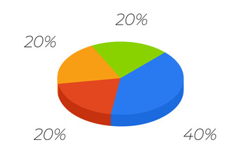 3d pie. Isometric cycle diagram for infographics in 4 parts.