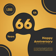 66 Years Anniversary template design. Golden Anniversary, vector illustration.