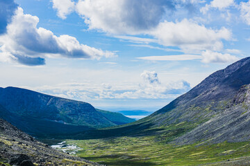 Fototapeta premium Mountains Apatite. Ski resort- Arctic region of Russia is a popular hiking trail