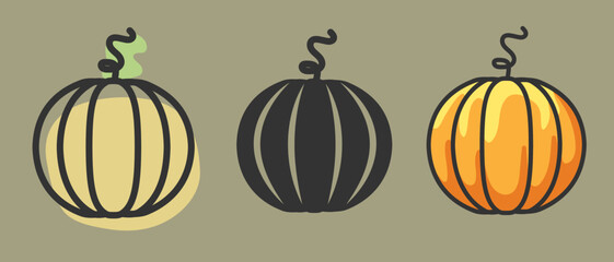 Pumpkin. Jack-o'-lantern. Vector illustration isolated on white background.