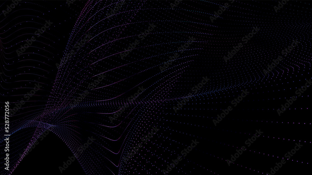 Poster wave of particles. abstract background with a dynamic wave. big data. vector illustration.