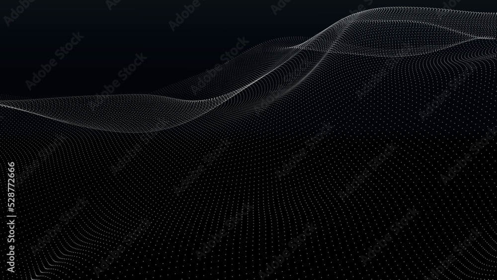 Poster wave of particles. abstract background with a dynamic wave. big data. vector illustration.