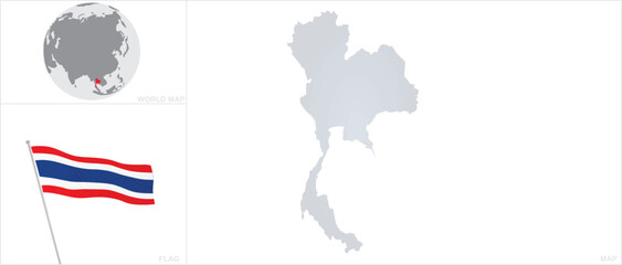 Thailand map and flag. vector