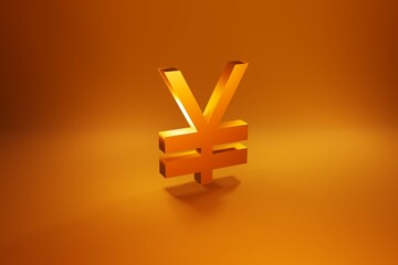 Obraz premium Yen currency gold symbol on golden background 3d render