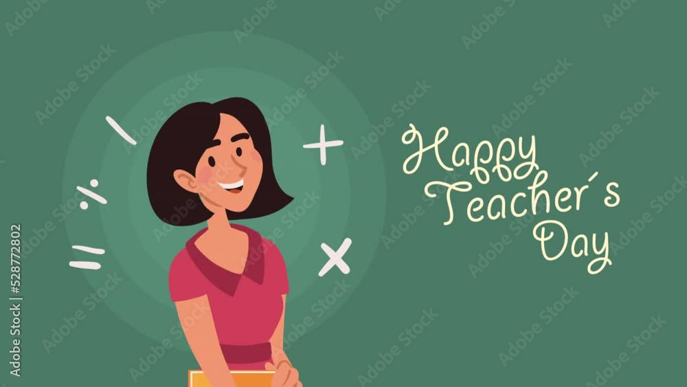 Canvas Prints happy teachers day lettering with female teacher