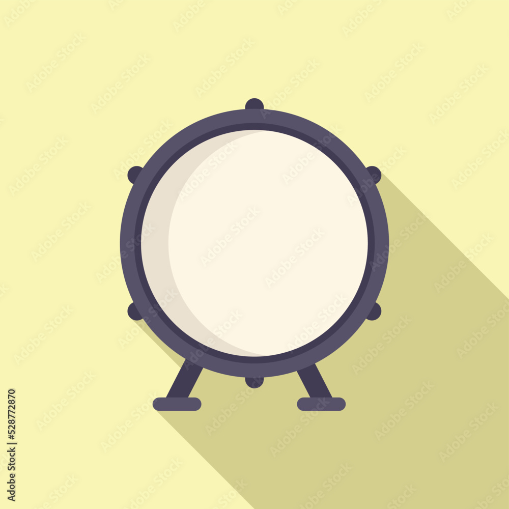 Wall mural Roll drum icon flat vector. Music instrument. Acoustic snare