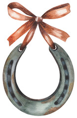 Old horseshoe with a bow