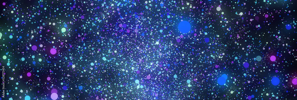 Poster xmas bokeh lights. glowing particles. abstract background. galaxy space.