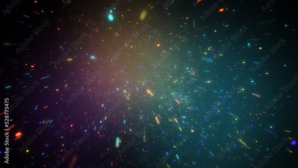Poster xmas bokeh lights. glowing particles. abstract background. galaxy space.