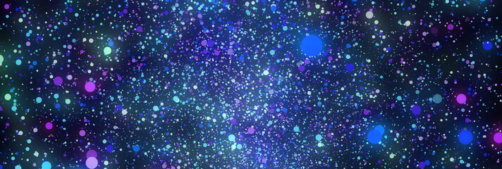 Xmas Bokeh lights. Glowing particles. Abstract background. Galaxy space.