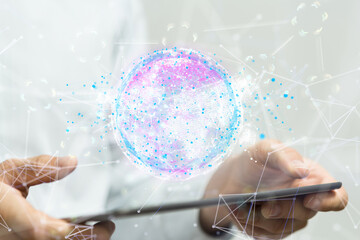 Abstract network of physical devices on the Internet using a network connection with statistics...