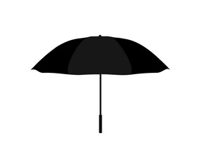 Umbrella, Parasol simple black logo design. Rain, weather, meteorology sign. Rain protection. For web design, mobile applications, and printing vector design and illustration.
