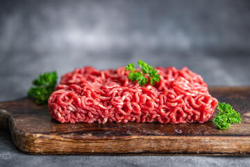 meat minced raw pork, beef cuisine fresh food snack on the table copy space food background