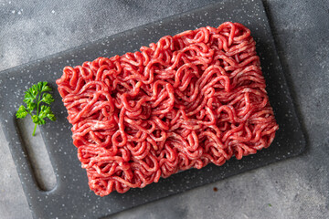 meat minced raw pork, beef cuisine fresh food snack on the table copy space food background