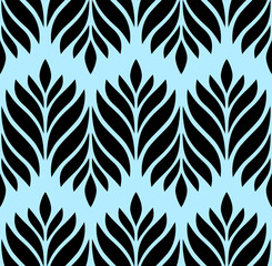 Geometric seamless pattern with leaves. Abstract floral background. Vector illustration.