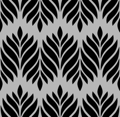 Geometric seamless pattern with leaves. Abstract floral background. Vector illustration.