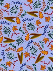 Pattern illustration with autumn plants