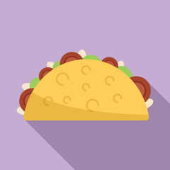 Fototapeta premium Taco burrito icon flat vector. Mexican food. Cooked meal
